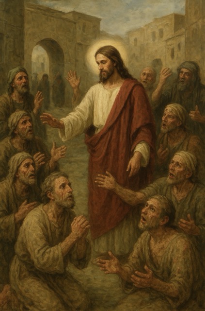Jesus curing of 10 Lepers